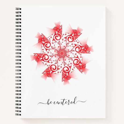 赤曼荼羅のフラクタル線ドードルの中心になる ノートブック (正面)