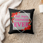 赤最高のすごい花のStepmom Ever Pink文字 クッション (ブランケット)
