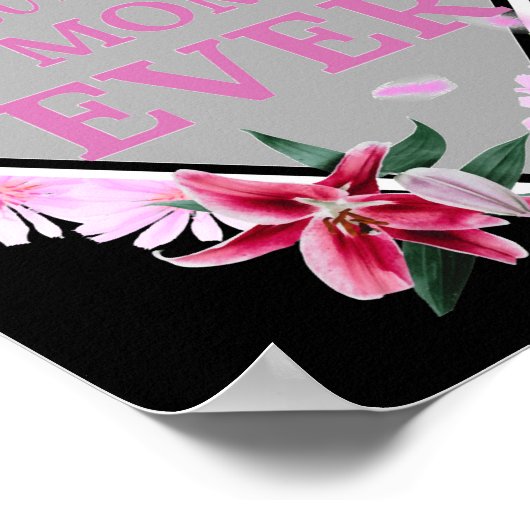 赤最高のすごい花グラと母の常にピンクの文字 ポスター (角)