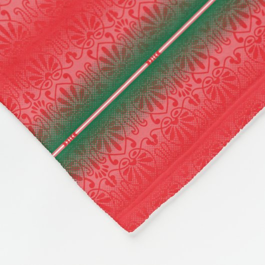 赤最高のと緑の背景のストライプの販売 フリースブランケット (角)