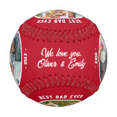 赤最高のパパEver 4 Photos Father's Day 野球ボール (裏面)