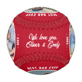 赤最高のパパEver 4 Photos Father's Day 野球ボール (正面)