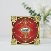 赤最高の金ゴールド誕生日パーティーへの招待 招待状 (スタンド正面)