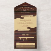 赤木とタン ブラウンのギター ウェディング オールインワン招待状 (内側)