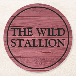 赤木素朴彫フェイク名バー ラウンドペーパーコースター