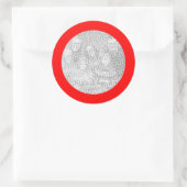 赤枠ステッカー ラウンドシール (バッグ)