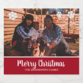 赤枠パーソナライズされた雪の中の写真 ビールラベル (シングルラベル)