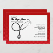 赤枠医療卒業Inv付き聴診器 招待状 (正面/裏面)
