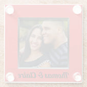 赤枠婚約したカップル写真 ガラスコースター (裏面)