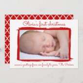 赤枠絵を描ベビーの初めてのクリスマス写真 シーズンカード (正面/裏面)