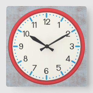 赤枠霜の降りたおもしろい スクエア壁時計