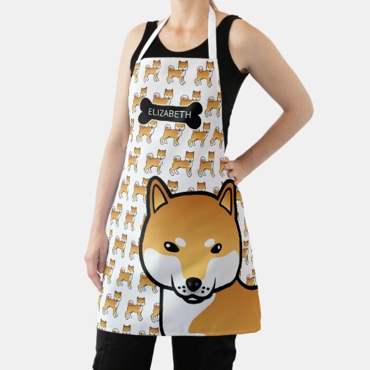 赤柴犬かわいい漫画の犬と名前 エプロン (インサイチュ)