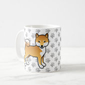 赤柴犬 かわいい カートゥーン 犬 & 肉球 コーヒーマグカップ (正面左)