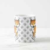 赤柴犬 かわいい カートゥーン 犬 & 肉球 コーヒーマグカップ (中央)