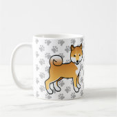 赤柴犬 かわいい カートゥーン 犬 & 肉球 コーヒーマグカップ (左)