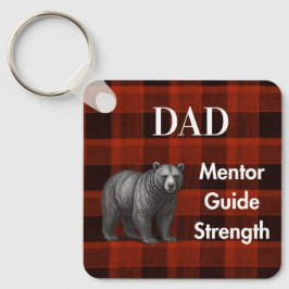 赤格子のクマ Dad Mentor Guide Strength & Heart ベア キーホルダー