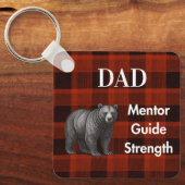 赤格子のクマ Dad Mentor Guide Strength & Heart ベア キーホルダー (正面)