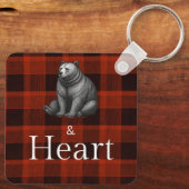 赤格子のクマ Dad Mentor Guide Strength & Heart ベア キーホルダー (裏面)