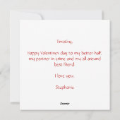 赤格言かわいお洒落いバレンタインデー シーズンカード (裏面)