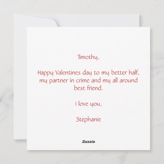 赤格言かわいお洒落いバレンタインデー シーズンカード (裏面)