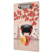赤桜こけし人形日本の芸者ベージュ クリップボード (左)