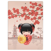 赤桜こけし人形日本の芸者ベージュ クリップボード (裏面)