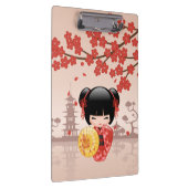 赤桜こけし人形日本の芸者ベージュ クリップボード (右)