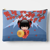 赤桜こけし人形 – かわいい芸者ガール アクセサリーポーチ (正面)