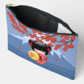 赤桜こけし人形 – かわいい芸者ガール アクセサリーポーチ (見開き)
