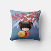 赤桜こけし人形 – かわいい芸者ガール クッション (正面)