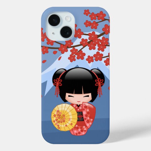 赤桜こけし人形 – かわいい芸者ガール Case-Mate iPhoneケース (裏面)