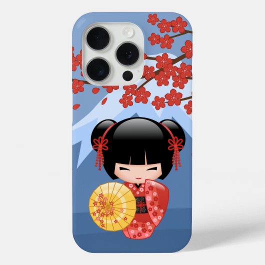赤桜こけし人形 – かわいい芸者ガール Case-Mate iPhoneケース (裏面)