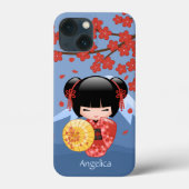 赤桜こけし人形 – かわいい芸者ガール Case-Mate iPhoneケース (裏面)