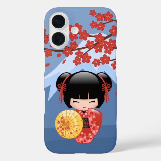 赤桜こけし人形 – かわいい芸者ガール Case-Mate iPhoneケース (裏面)