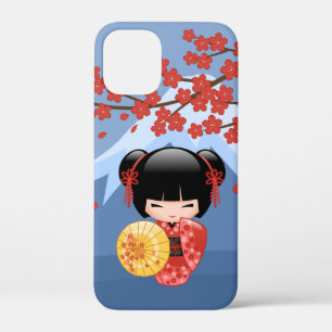 赤桜こけし人形 – かわいい芸者ガール iPhone 12 MINI ケース
