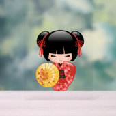 赤桜こけし人形 – 日本の芸者ガール アクリルサイン (ニュートラル)