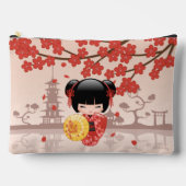 赤桜こけし人形 – 日本の芸者 アクセサリーポーチ (正面)