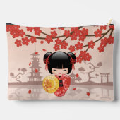 赤桜こけし人形 – 日本の芸者 アクセサリーポーチ (裏面)