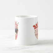 赤桜こけし人形 – 日本の芸者 コーヒーマグカップ (中央)