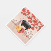 赤桜こけし人形 – 日本の芸者 スタンダードランチョンナプキン (角)