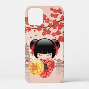 赤桜こけし人形 – 日本の芸者 iPhone 12 MINI ケース
