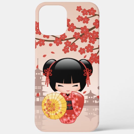赤桜こけし人形 – 日本の芸者 Case-Mate iPhoneケース (裏面)
