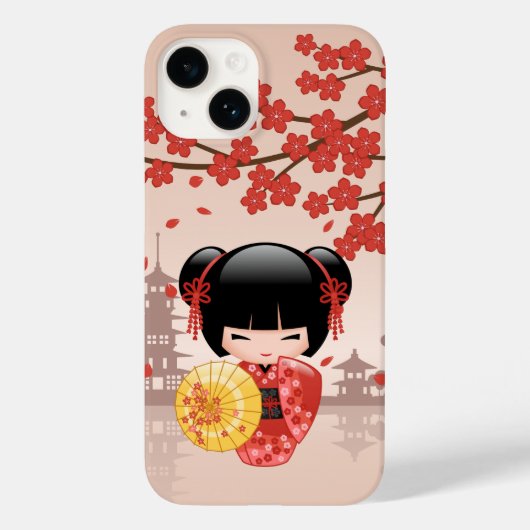 赤桜こけし人形 – 日本の芸者 Case-Mate iPhoneケース (裏面)