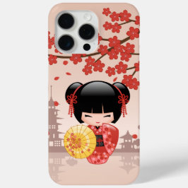 赤桜こけし人形 – 日本の芸者 iPhone 15 PRO MAXケース
