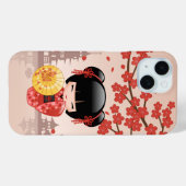 赤桜こけし人形 – 日本の芸者 Case-Mate iPhoneケース (裏面 (横))