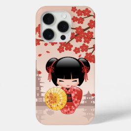 赤桜こけし人形 – 日本の芸者 iPhone 15 PROケース
