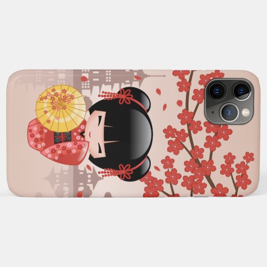 赤桜こけし人形 – 日本の芸者 Case-Mate iPhoneケース (裏面(横))