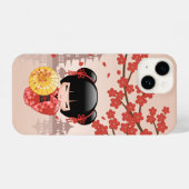 赤桜こけし人形 – 日本の芸者 iPhoneケース (裏面横)