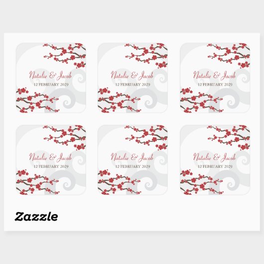 赤桜の花さくらんぼの花の渦巻結婚き スクエアシール (シート)