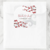 赤桜の花さくらんぼの花の渦巻結婚き スクエアシール (バッグ)